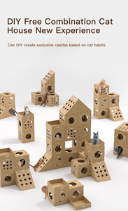 Kubus Nieuwe Slijtvaste Kat Krasbord Geïntegreerd Papier Shell Doos Kartonnen Doos Milieuvriendelijk Villa Kat Huis - Product Image 3