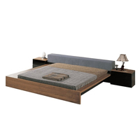 Lit au sol en noyer noir, style nordique japonais, tatami, du sol au plafond, moderne et simple, tout en bois massif, avec rangement, luxe léger