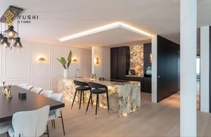 Îlot de Cuisine Moderne YUSHI en Quartzite Translucide Pandora pour Décoration de Cuisines, Salles à Manger et Salons de Maisons et Hôtels - Product Image 3
