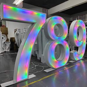 Numéro géant Néon Grand mariage Alphabet Marquee Lettres Led Neon Light Décoration Logo Sign Metal Frame - Product Image 3
