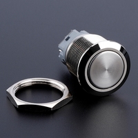 16mm Super Mini Métal Étanche Anti-Vandale Momentané Bouton Poussoir Coque Argent 1/2 "Montage 12V-24V avec 4 Broches