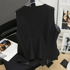 EHK0110 Chaleco de Primavera y Otoño para Mujer, Cárdigan Coreano, Chaqueta Informal <span class=keywords><strong>sin</strong></span> Mangas de Color Sólido - Product Image 5