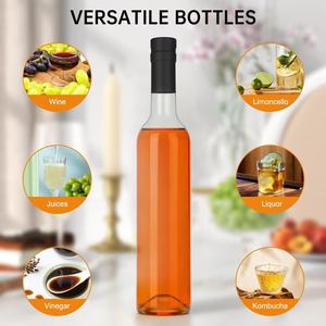 Botellas de Vino de Vidrio Transparente de 16 oz con Tapas de Corcho y Cápsulas Termoencogibles de PVC de 500 ml para Vino, Licores, Jugos, Licores Caseros - Product Image 3