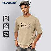 T-shirts pour hommes Kuenzi, coupe oversize, épaules tombantes, sensation de fraîcheur, 55% coton, 38% polyester, 7% élasthanne, 230 GSM, doux, respirant, sans impression