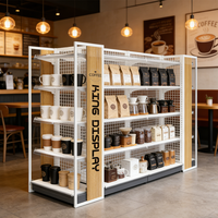 Système d'étagères de supermarché modulaire en bois et métal, gondole double face, légère, autoportante, personnalisable, installation rapide