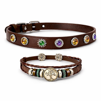 Collier pour chien en cuir véritable personnalisé, best-seller, avec système de libération rapide et élégantes perles en cristal