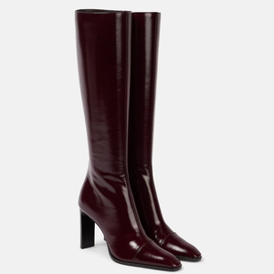 Fashion Solid Wide Fit Women's Knee High <b>Boots</b> Ladies Chunky High Heels Shoes Square Toe on Long Booties - Product Image 5