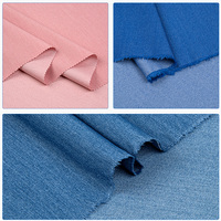 Tissu denim plat élastique 40 fils, tissé en polyester et coton mélangés, teint, doux, résistant aux plis, anti-bouloches, uni moyen, pour garçons