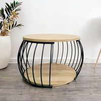 Table basse ronde en bois rustique industriel, tables d'appoint, table de salon, table de canapé