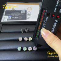 Boucles d'oreilles clous en grappe de moissanite de luxe en forme de fleur de 9 mm, certifiées GRA, en argent S925, avec fermoir à vis, vente en gros, best-seller