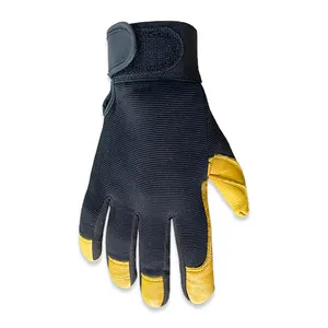 Fashional özel Logo endüstriyel güvenlik darbe deri mekanik eldiven iş erkek siyah