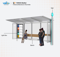 Abri de bus personnalisé avec banc et abri pour voiture, structure en acier inoxydable, éclairage LED, alimentation solaire, étanche, extérieur