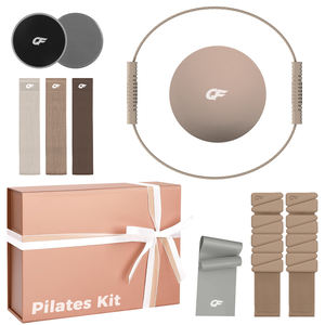 Набор аксессуаров для пилатеса с индивидуальным логотипом: эластичная лента для фитнеса (молочный чай), тканевая лента сопротивления, кольцо для йоги, блок для йоги, кольцо для пилатеса - Product Image 5