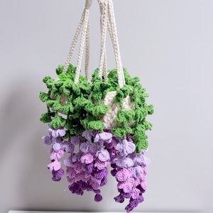 Ciondolo per auto a forma <span class=keywords><strong>di</strong></span> cesto intrecciato a mano, con pianta decorativa finta, novità, regalo - Product Image 1