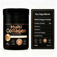 Poudre de protéines de collagène beauté 20g Peptides de collagène nourris à l'herbe Soutient la peau, les cheveux et les ongles 450g Saveur vanille