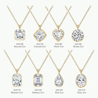 Collier Pendentif en Argent Sterling S925 avec Moissanite Sertie Clos, 1CT 2CT 3CT, Plaqué Or 18K, Bijou Minimaliste, Chaîne Ras du Cou