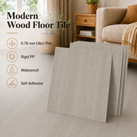 Carrelage de sol en PP gris clair sur mesure, 0,76 mm, autocollant adhésif pelable et repositionnable