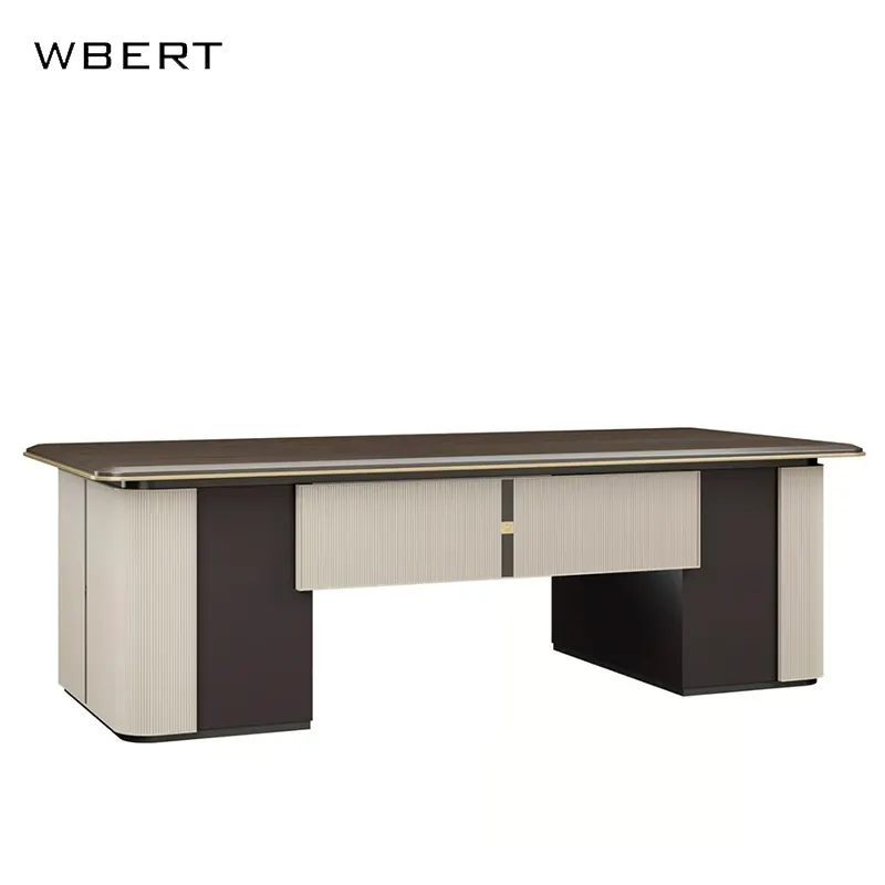 WBERT โต๊ะทํางานหรูหราแสงทันสมัยสไตล์อิตาลี โต๊ะทํางานสไตล์มินิมอลสไตล์โมเดิร์น โต๊ะคอมพิวเตอร์ทาสีไม้เนื้อแข็ง โต๊ะเจ้านาย