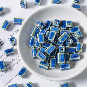 Perles en céramique à glaçure florale effet four, forme colonne quadrilatère, pièces décoratives pour l'accentuation de la décoration intérieure - Product Image 6