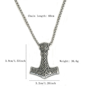Chaîne à maillons vintage en acier inoxydable pour homme, collier à breloques marteau <span class=keywords><strong>de</strong></span> <span class=keywords><strong>Thor</strong></span>, pendentif, cadeau d'anniversaire pour père - Product Image 5