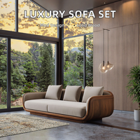 Canapé en bois massif en noyer noir, style italien haut de gamme, moderne et minimaliste, ensemble de meubles de salon créatif de luxe léger en acier inoxydable