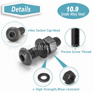 540pcs M4 Round Head Hex <b>Socket</b> <b>Screws</b> Set With Nuts Metric 12.9 Grade SCM435 Alloy Steel Standard Thread Pan Head - Product Image 5