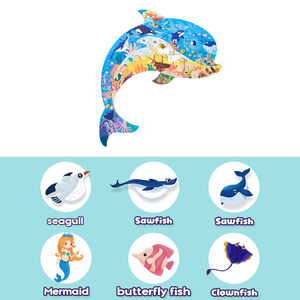 Puzzle en carton gris en forme <span class=keywords><strong>de</strong></span> dauphin <span class=keywords><strong>de</strong></span> 108 pièces, 310x428mm, jouet éducatif pour enfants, apprentissage précoce, Rompecabezas Infantil - Product Image 2