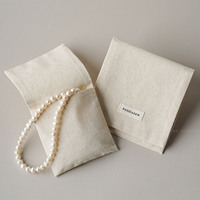 PandaSew Pochette à bijoux en coton de luxe avec logo personnalisé, style enveloppe avec étiquette pour boucles d'oreilles, collier, bague