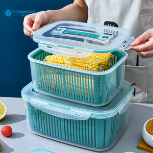 <span class=keywords><strong>Cestello</strong></span> Multifunzionale per Lavaggio Verdure con Contenitore, Recipiente Ermetico e Drenabile per Frigorifero - Product Image 1