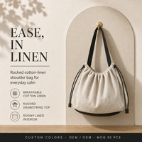 Tas Selempang Minimalis Gaya Jepang untuk Wanita, Tas Hobo Chic dengan Tali Serut, Tali Lebar, Logo Custom, MOQ Rendah, Langsung dari Pabrik