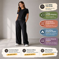 Ensemble 2 pièces pour femme Joydressing : T-shirt à manches courtes et pantalon large – Survêtement décontracté – Prix usine