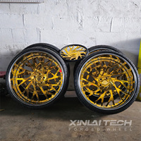 Jantes forgées XINLAI 20x9 21x10 22x11 5x112 5x114.3 5x120, centre doré, lèvre polie, multi-branches pour Audi RS6 Avant BMW M3 G80