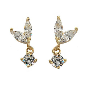 Elegant Leaf Bud Stud Earrings Minimal Zircon Accent Women Fashion Jewelry Chic Daily Wear Gift - Product Image 6