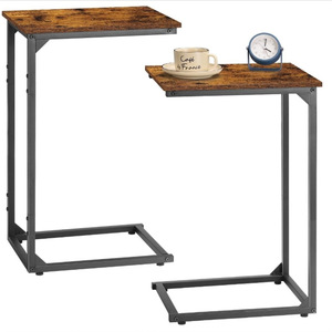 Mesa auxiliar combinada de hierro y madera, 40x30x69 cm, mesa esquinera multifuncional para sala de estar y dormitorio - Product Image 4