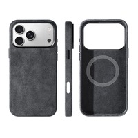 Coque de téléphone personnalisée avec logo, aimantée, entièrement recouverte d'Alcantara italien authentique, boutons métalliques, pour iPhone 18 Pro