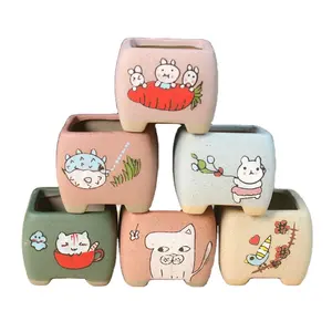 14A99 Wholesale korea ceramic flower pots Succulent plant thumb flower pots indoor desktop ornament