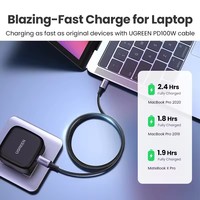 Kabel USB C UGREEN 100W Pengisian Daya Cepat, Kabel Charger Tipe C PD100W 5A QC4.0 Pengisian Cepat, Kabel Data USB untuk iPhone Huawei