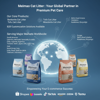 Litière pour chat en manioc en gros, logo personnalisé disponible, faible MOQ, sans poussière, biodégradable, agglomération rapide