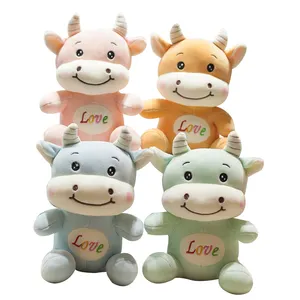 2020 custom logo plush 25cm cow animal toy free sample high quality soft cute spandex stuffed toy promotion