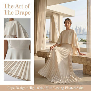 <span class=keywords><strong>Abito</strong></span> Elegante <span class=keywords><strong>da</strong></span> Donna Stile Europeo e Americano, Vintage, Estivo, con Motivi Floreali, Maniche a Pipistrello, Vita Alta, Gonna Lunga per Feste Diurne - Product Image 3