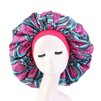 Bonnet de nuit rond en satin imprimé floral africain grande taille pour femme, bandeau de bain pour cheveux