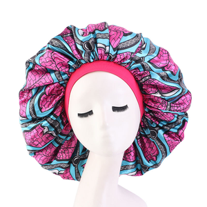 Bonnet <span class=keywords><strong>de</strong></span> nuit rond en satin imprimé floral africain grande taille pour femme, bandeau <span class=keywords><strong>de</strong></span> <span class=keywords><strong>bain</strong></span> pour cheveux - Product Image 3