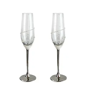 Copos de champanhe de cristal galvanizado prata 200ml corrente diamante coroa taças para casamento