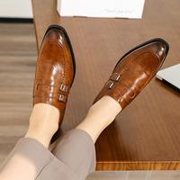 Chaussures pour hommes en cuir véritable à double boucle, décontractées et habillées, pour affaires, bureau, mariage, vente en gros