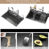 Affichage numérique LED Robinet de cuisine multifonctionnel Cascade Lave-tasses pour évier avec plusieurs modes Comprend un ensemble d'évier