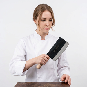 Couteau de cuisine japonais JAYA MATA, 7 pouces, acier au carbone, finition satinée, lame forgée, manche en bois, pour viande, légumes, usage quotidien - Product Image 1