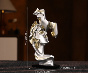 Statue en résine abstraite de couple enlacé, sculpture de baisers d'amoureux, décoration moderne pour la maison, figurine pour le salon, le bureau, la table de mariage - Product Image 1