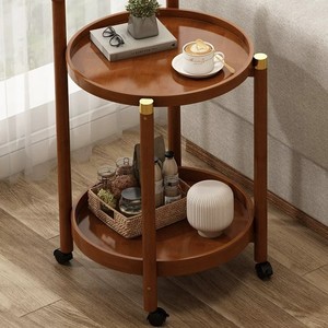 Mesa de centro móvil, mesa auxiliar para sala de estar con ruedas, mesita de noche, carrito, estante de almacenamiento, mesa redonda de estilo nuevo para balcón - Product Image 1