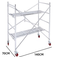 Échafaudage mobile en acier de 1,8 m, échafaudage miniature multifonction pliable avec plateformes métalliques et roulettes