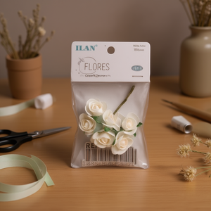 Ilan Flores Rose di Carta Bianche 78mm, Set da 6 Pezzi per Decorazioni e Artigianato - Product Image 3